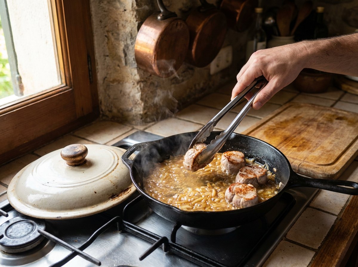 Cocina la carne en la salsa