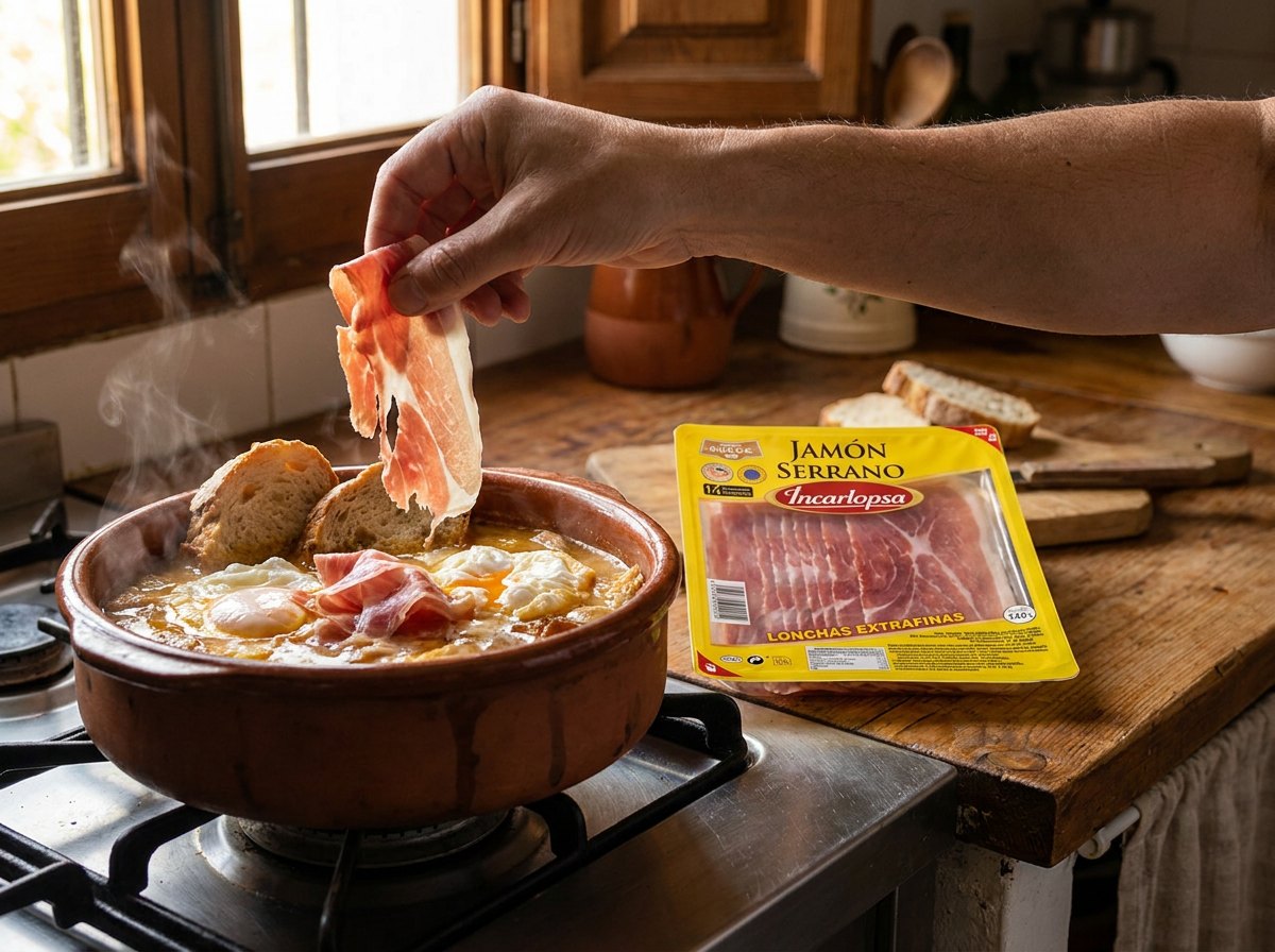 Añade el jamón y sirve