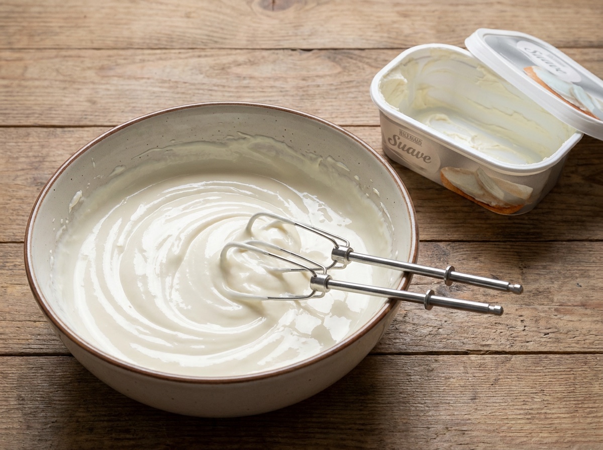 Mezcla el queso con el azúcar