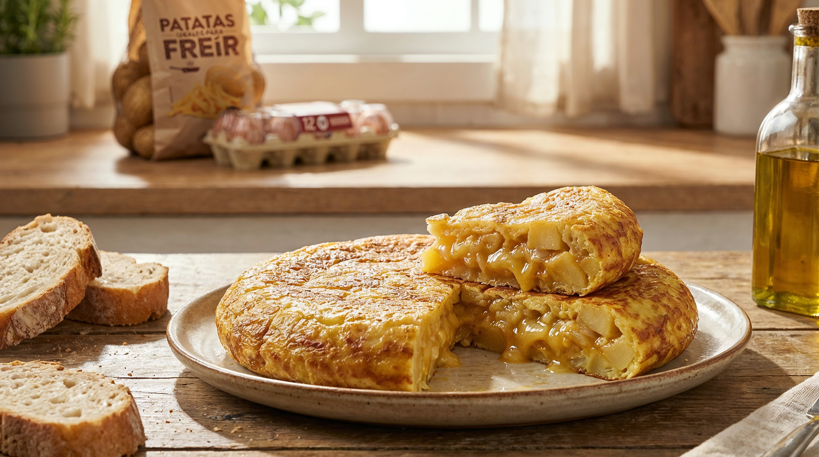 Tortilla de patatas jugosa