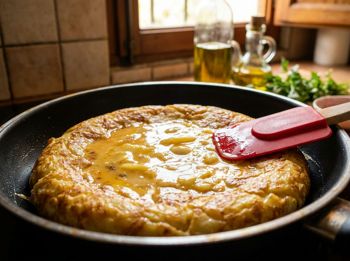 Cuaja la tortilla por un lado